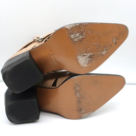 CHLOE RYLEE CUTOUT LACE-UP ANKLE BOOTS BEIGE CROC-EFFECT LEATHER SIZE 38.5 - Picture 11 of 12